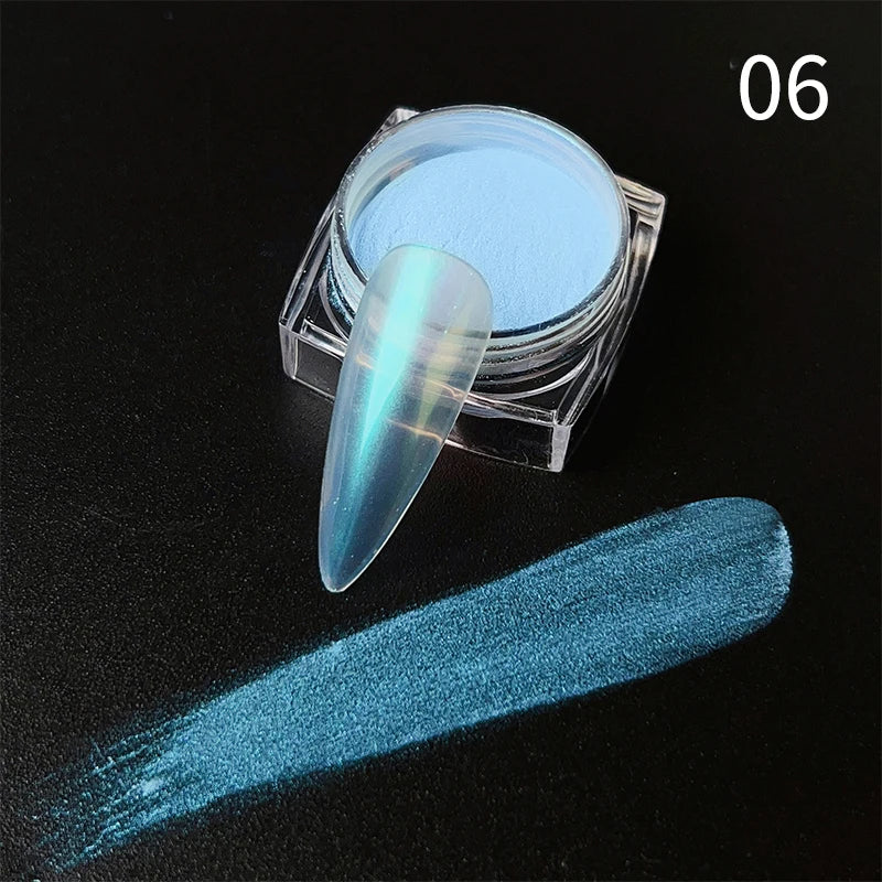 White Pearl Nail Powder Glitter Wedding Bride Nail Design Aurora Rubbing Dust Effect Fairy Powder Polish Flake
