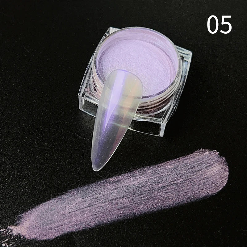 White Pearl Nail Powder Glitter Wedding Bride Nail Design Aurora Rubbing Dust Effect Fairy Powder Polish Flake