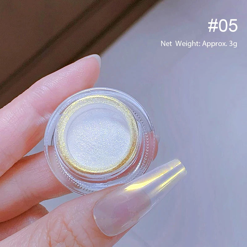 White Pearl Nail Powder Glitter Wedding Bride Nail Design Aurora Rubbing Dust Effect Fairy Powder Polish Flake
