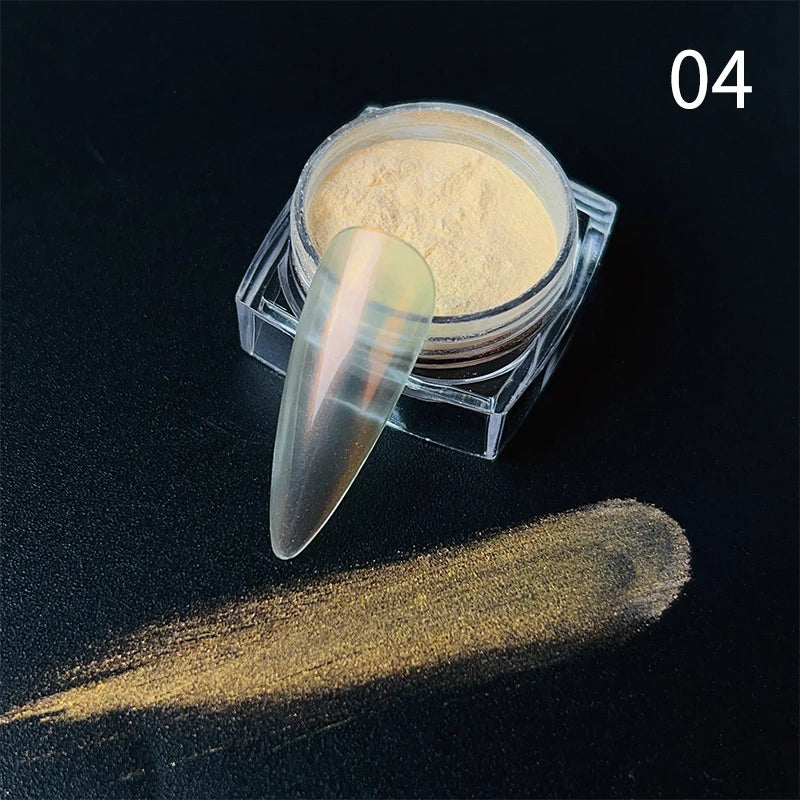 White Pearl Nail Powder Glitter Wedding Bride Nail Design Aurora Rubbing Dust Effect Fairy Powder Polish Flake