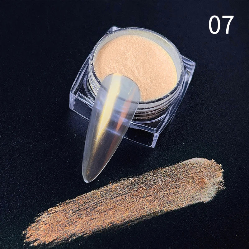 White Pearl Nail Powder Glitter Wedding Bride Nail Design Aurora Rubbing Dust Effect Fairy Powder Polish Flake