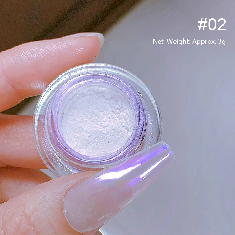 White Pearl Nail Powder Glitter Wedding Bride Nail Design Aurora Rubbing Dust Effect Fairy Powder Polish Flake