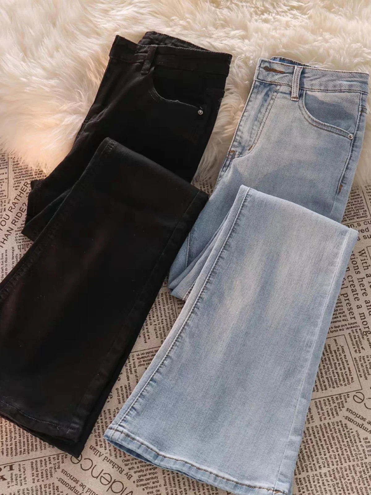 Light Wa Bell Bot Jeans Women's High Waist Slimming Versatile Drapey Floor Length Pants Spring Autumn Small Size