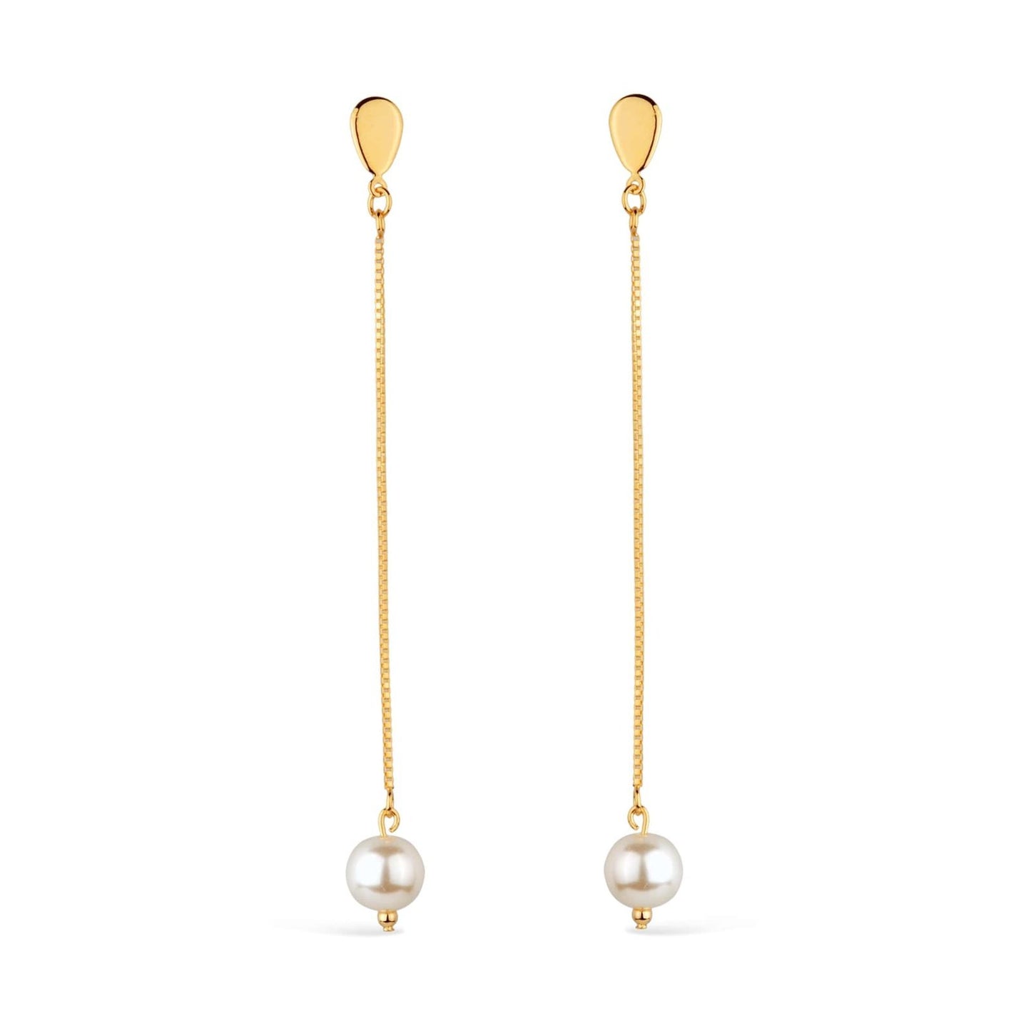 Brinco Dourado de Corrente com Pérola