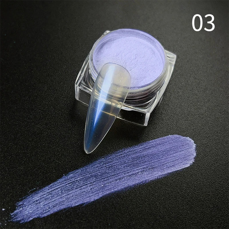 White Pearl Nail Powder Glitter Wedding Bride Nail Design Aurora Rubbing Dust Effect Fairy Powder Polish Flake