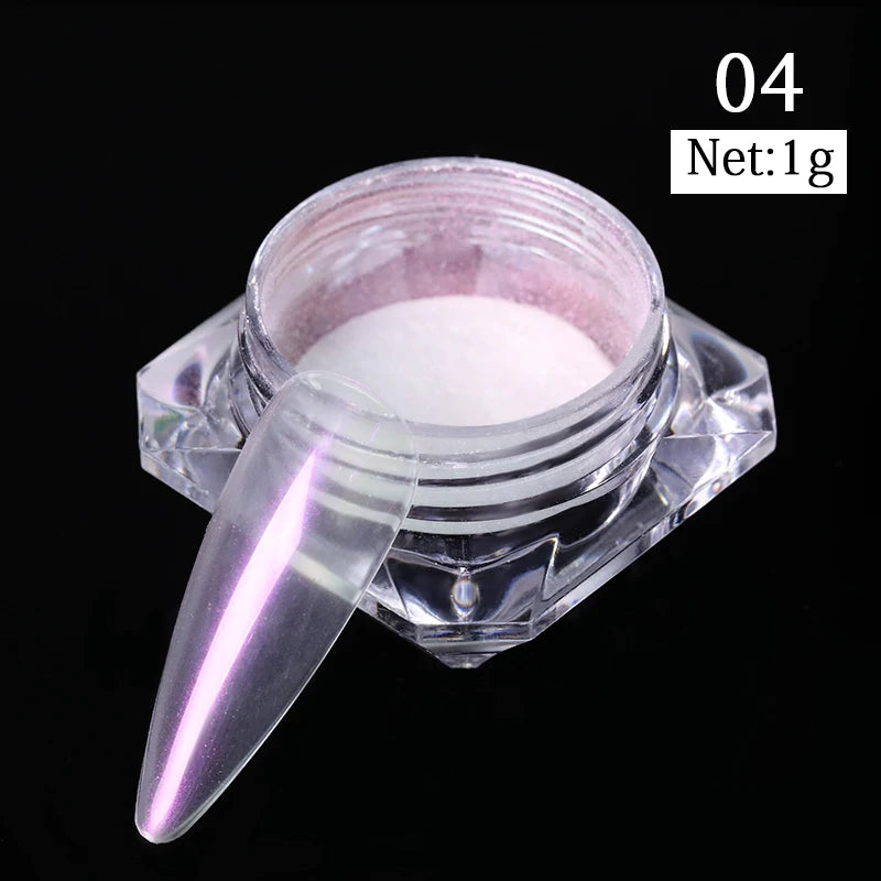 White Pearl Nail Powder Glitter Wedding Bride Nail Design Aurora Rubbing Dust Effect Fairy Powder Polish Flake