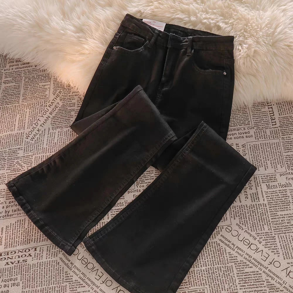 Light Wa Bell Bot Jeans Women's High Waist Slimming Versatile Drapey Floor Length Pants Spring Autumn Small Size