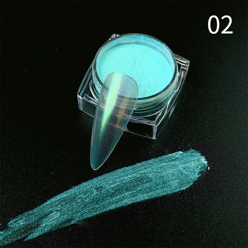 White Pearl Nail Powder Glitter Wedding Bride Nail Design Aurora Rubbing Dust Effect Fairy Powder Polish Flake