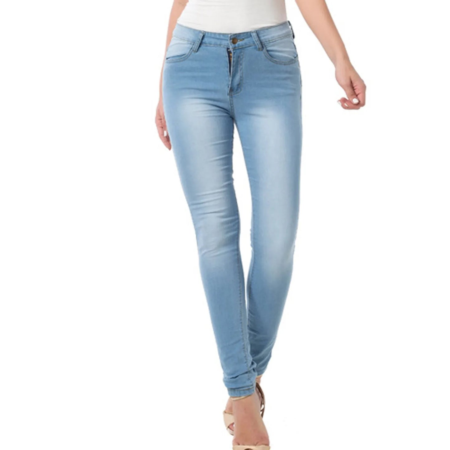 Women Regular Pants Slim Plus Size Mid  Waist Gradient Long Jeans Denim Pencil Pants Denim Trousers Vintage Streetwear 2023