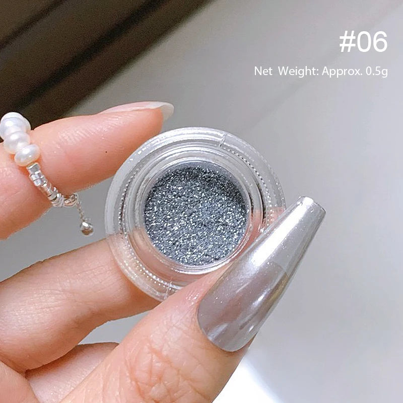 White Pearl Nail Powder Glitter Wedding Bride Nail Design Aurora Rubbing Dust Effect Fairy Powder Polish Flake